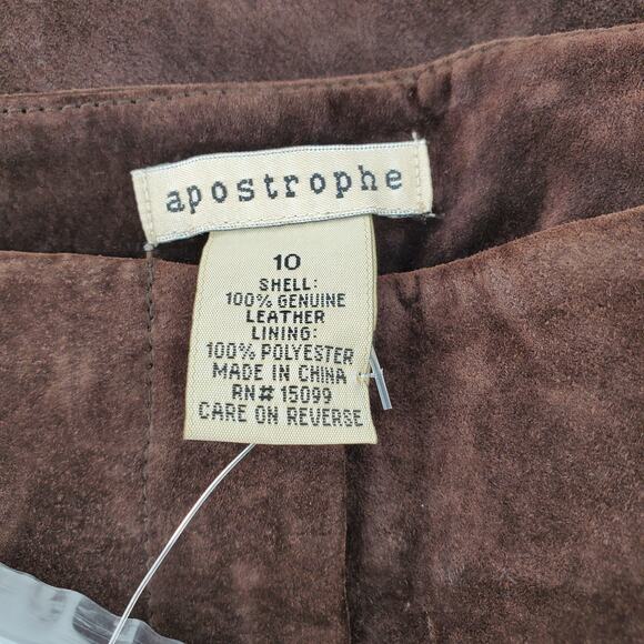 Apostrophe Folk Forest Suede Cocoa Brown Pants Women's Size‎ 10 New - Picture 3 of 6